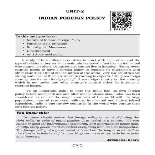 10th lesson Indian foreign-policy