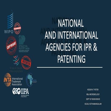 INDIAN AND INTERNATIONAL AGENCIES FOR IPR & PATENTING.pptx