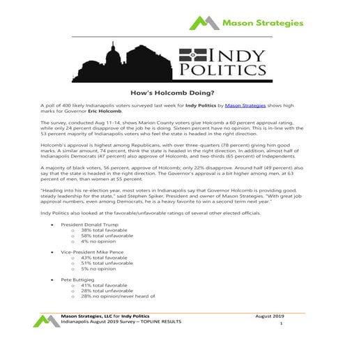 How's Holcomb Doing?