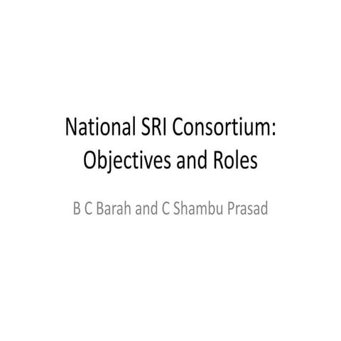 1058 National SRI Consortium: Objectives and Roles