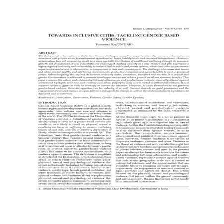 Towards Inclusive Cities: Tackling Gender based violence