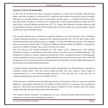 Overview on indian Cement Industry | PDF
