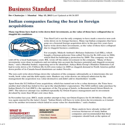 Indian companies facing the heat in foreign acquisitions