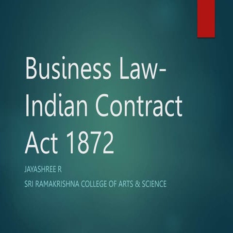Indian Contract Act 1872 in Business Law