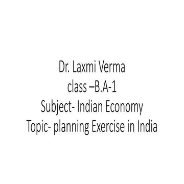 planning exersice in india