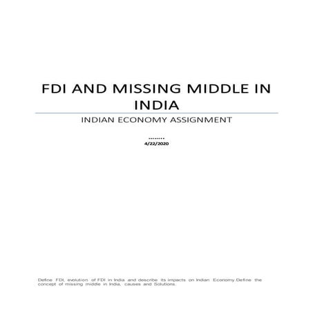 Foreign direct investment and missing middle concept in india