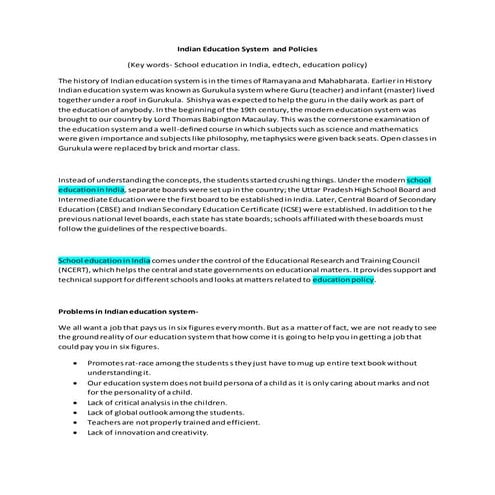 Indian Education System by nidhika parmar | PPTX