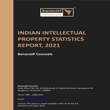 INDIAN INTELLECTUAL PROPERTY STATISTICS REPORT, 2021