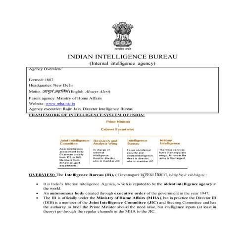 Indian intelligence bureau | DOCX