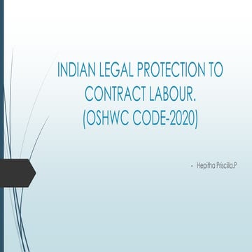 Indian legal protection to contract labour (oshwc code 2020)