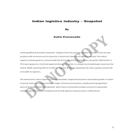 Indian logistics industry – snapshot