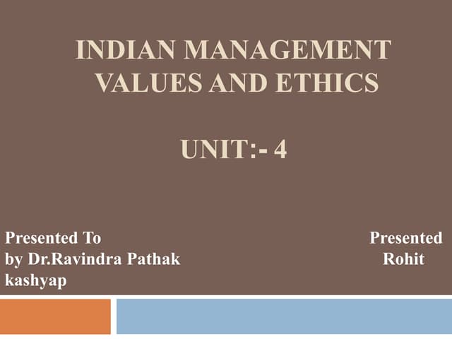 Indian management values and ethics