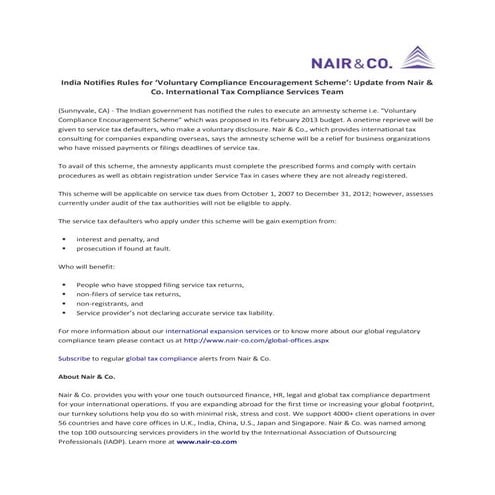 India Notifies Rules for ‘Voluntary Compliance Encouragement Scheme’: Update ...