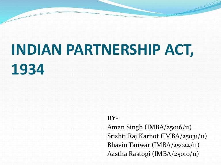 Indian partnership act