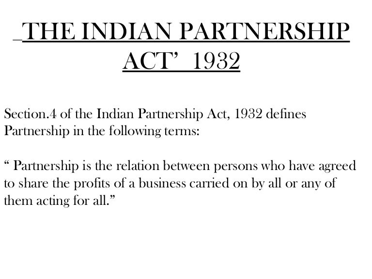Indian partnership act, 1932