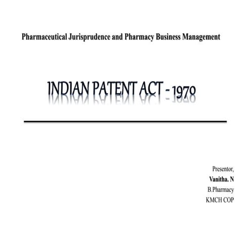 Indian patent act - 1970