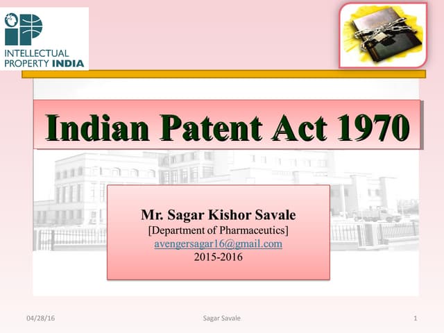 Indian patent act 1970
