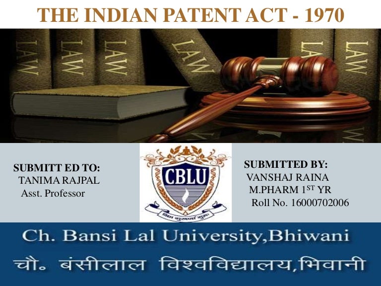 Indian Patent Act 1970