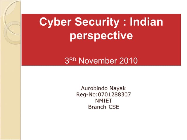 Indian perspective of cyber security
