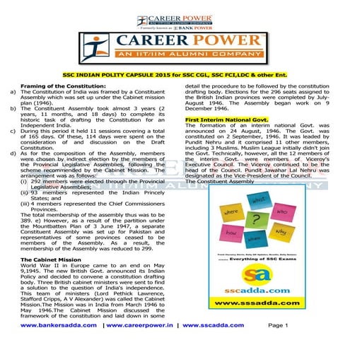 INDIAN POLITY Capsule for SSC competitive exams