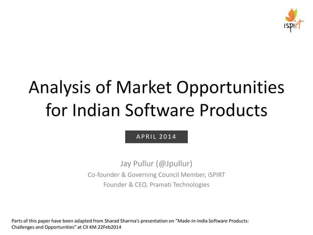 Analysis of Market Opportunities for Indian Software Products