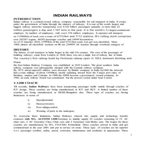 INTERNSHIP REPORT...LOWERPAREL CARRIAGE WORKSHOP