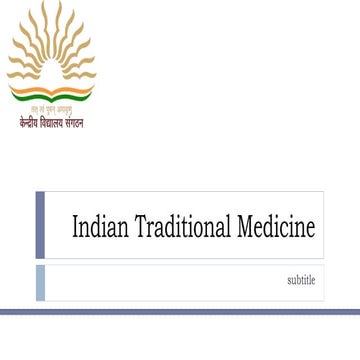 Kendriya Vidyalaya quiz on  Indian traditional medicine
