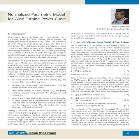 normalized parametric model for wind turbine power curve | PDF