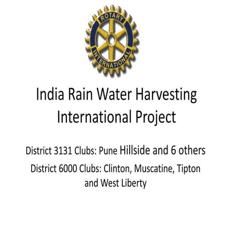 India Rain Water Harvesting Project
