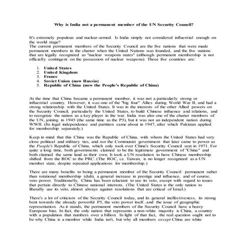 India's attempt for  permanent member of the un security council