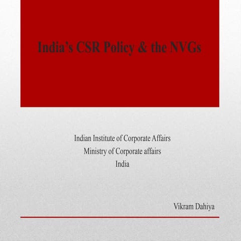 India's CSR policy and NVG