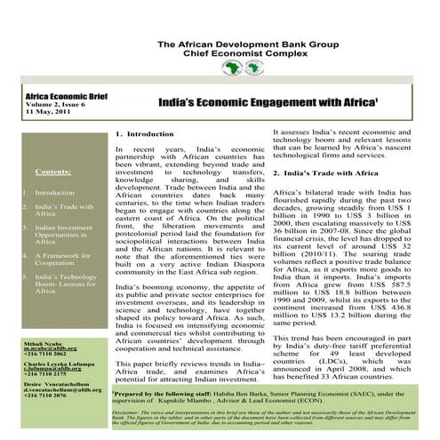 India's Economic Engagement with Africa