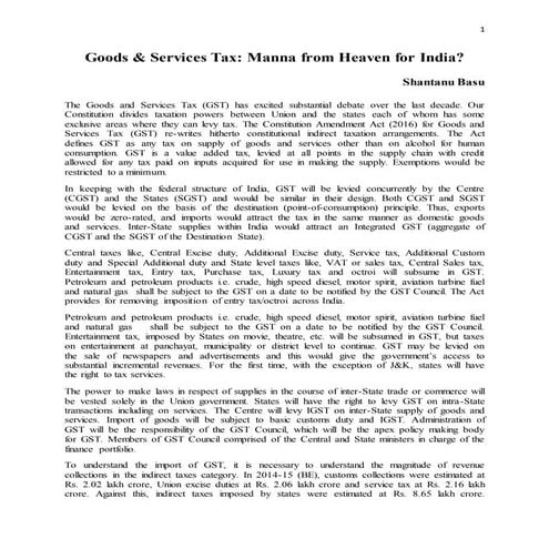 Pros and Cons of India's GST Amendment Act 2016