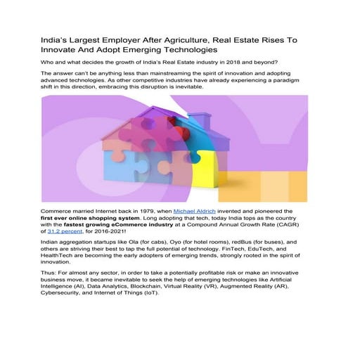 India’s largest employer after agriculture, real estate rises to innovate and...