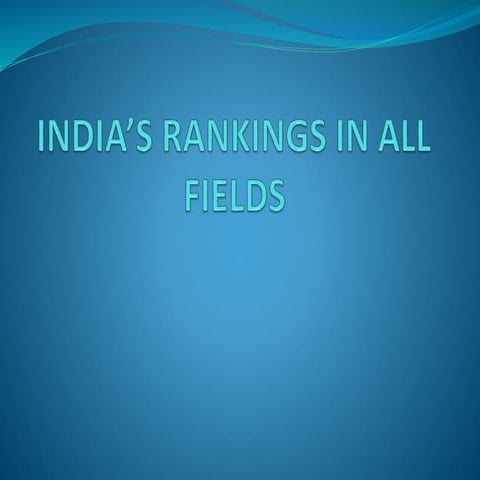 India’s rankings in all fields.