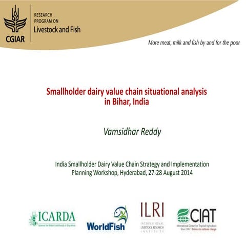 Smallholder dairy value chain situational analysis in Bihar, India