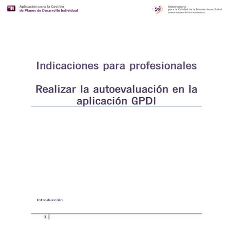 Indicaciones para profesionales para realizar la autoevaluación en la aplicac...