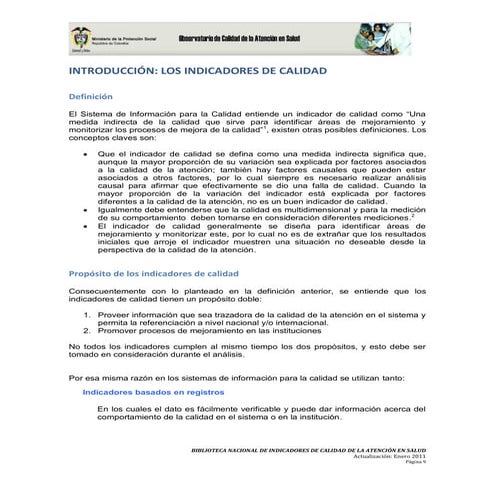 Indicadores de calidad de la atención en salud | PDF