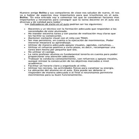 Indicadores de exito en el aula