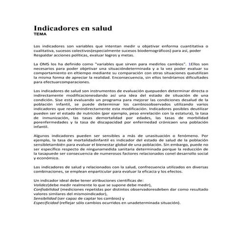 Indicadores en salud