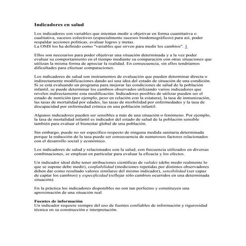 Indicadores en salud