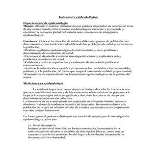 Indicadores epidemiologicos