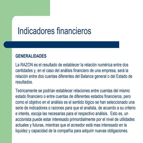 Indicadores Financieros
