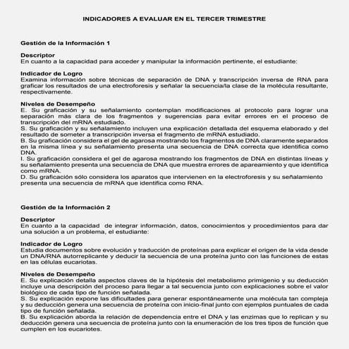 Indicadores tercer trimestre