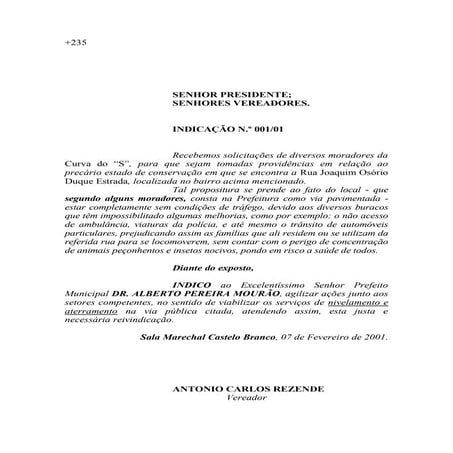 Vereador Rezende - Indicações 01