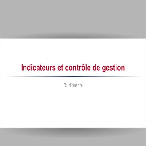 Indicateurs et contrôle de gestion