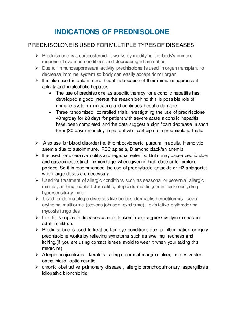 Indication of prednisolone