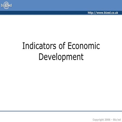 Indicators Of Economic Development