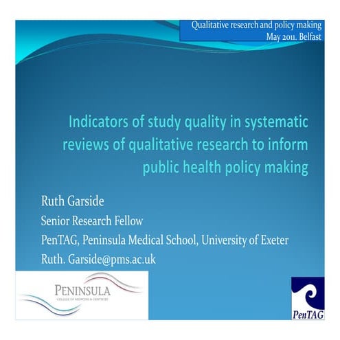 Indicators of study quality in systematic reviews of qualitative research to ...