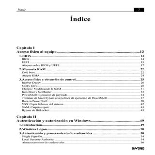 Índice libro "Hacking Windows: Ata...
